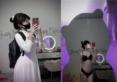 Thu Hiền hư hỏng, áo dài chật lìn nóng bỏng